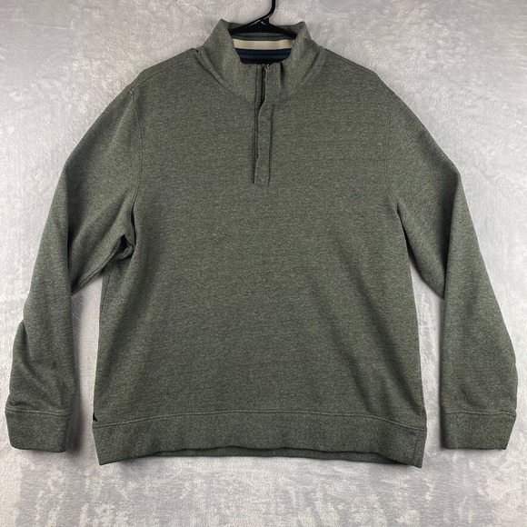 Untuckit Sweatshirt Mens XL Green 1/4 Zip Pullover Mock Neck - Picture 2 of 9